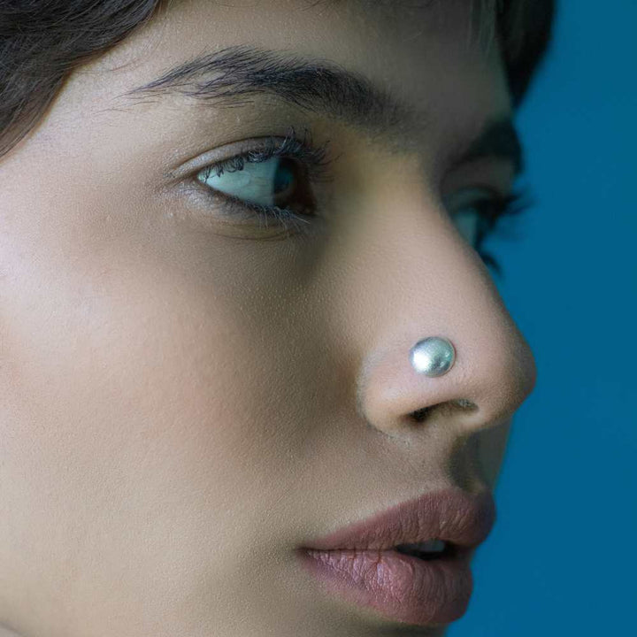 Pure Silver Dot Nose Pin | Eclectic Style | Subtly Modern | Traditionally Contemporary