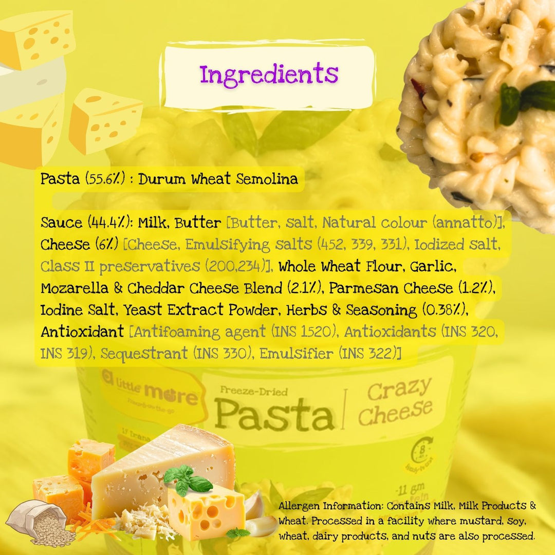 Crazy Cheese Instant Pasta | Freeze Dried-Ready To Eat Food | Travel Friendly | 230 GM