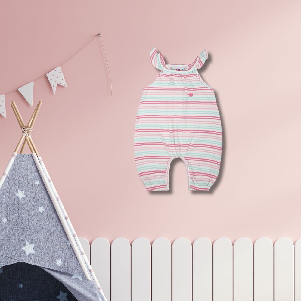 Multi-Colour Stripe Baby Girls Romper | Comfort Wear | Knitwear | Natural | Soft Cotton