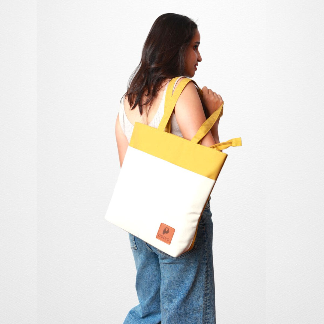 Dual Shade Shopper Tote Bag | Cotton Canvas | Hand-Crafted | Sustainable