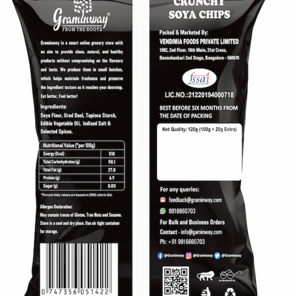 Soy Chips | Nutritious Snack | Made of Pounded & Slow Roasted Soy Beans | 100 GM