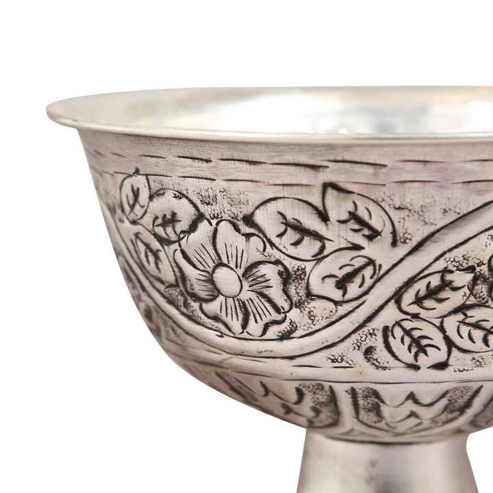 Silver Finish Bowl | Centre Piece | Serve Ware | Dining Room Decor | Artisanal | Hand-Crafted | 6.2"