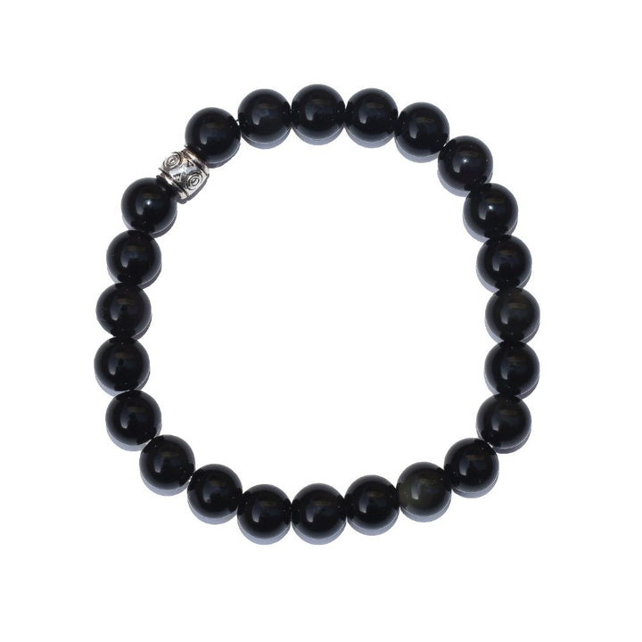 Black Obsidian Bracelet | Healing Jewellery | Real | Certified | Semi-Precious Stone | 28 Beads