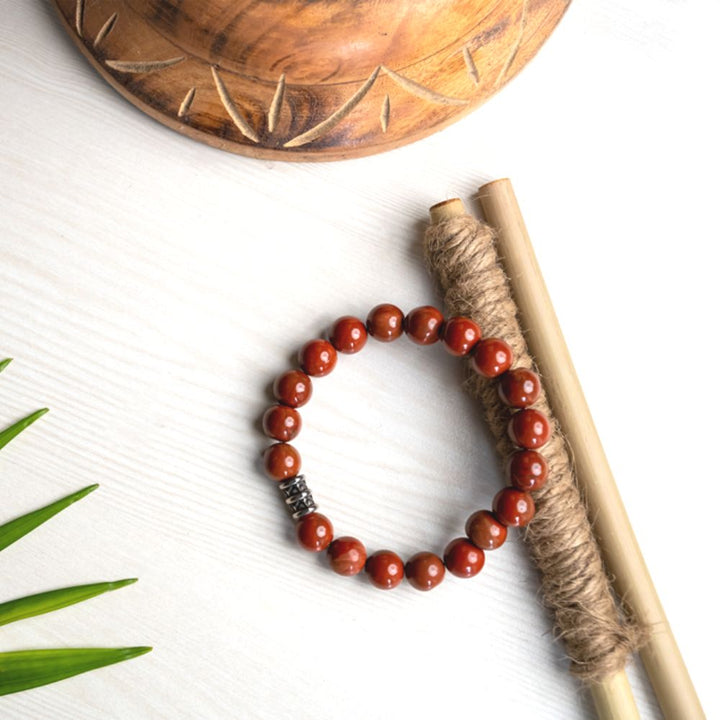 Jasper Bracelet | Wellness Jewelry | Red Jasper Semi Precious Stone Beads | Certified