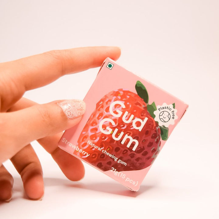 Strawberry Chewing Gum | Plant Based | Biodegradable Gum | Pack Of 4