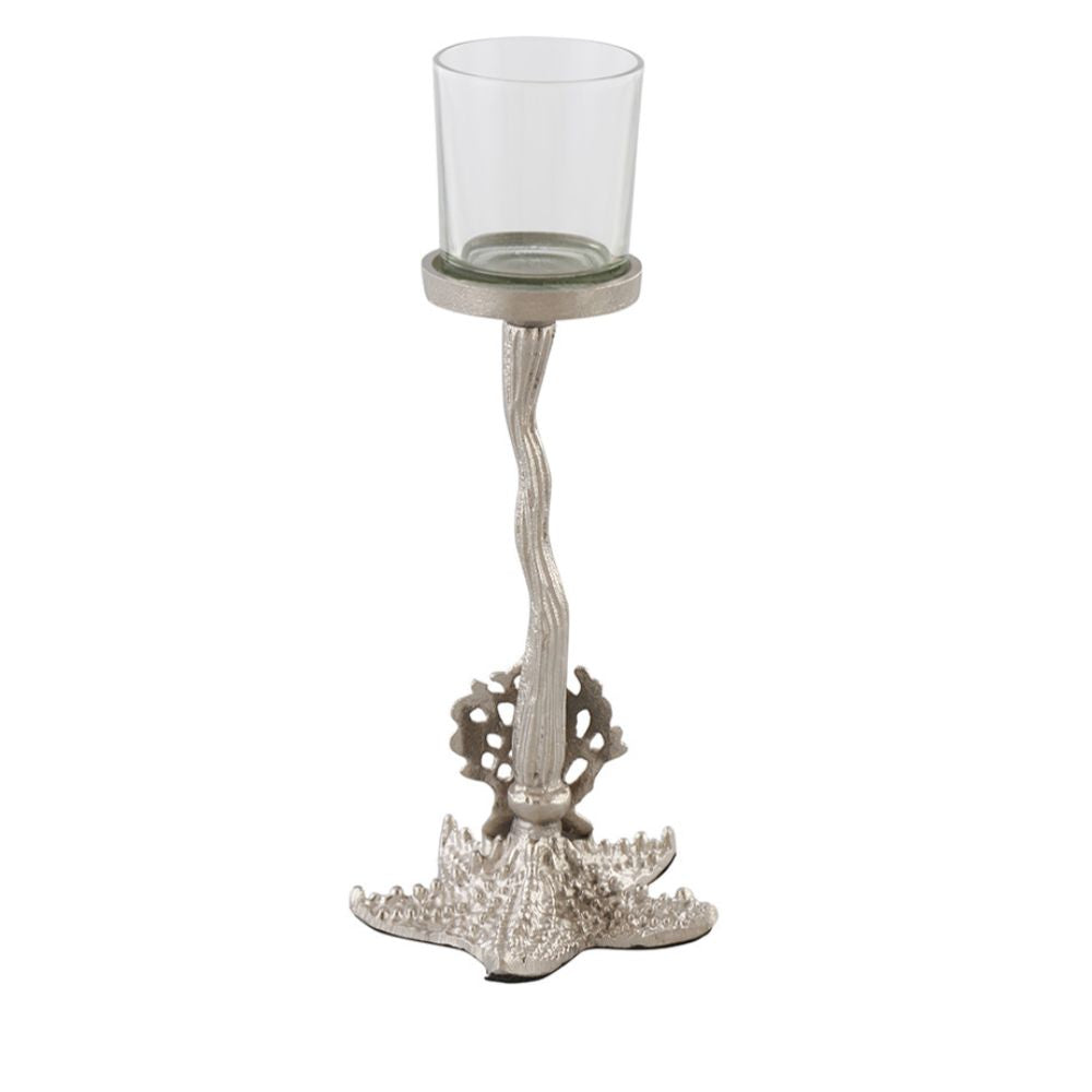 Nautical Candle Holder | Table Top Accent | Festive Decor | Nickel Finish | Hand-Crafted | Metal | 14"