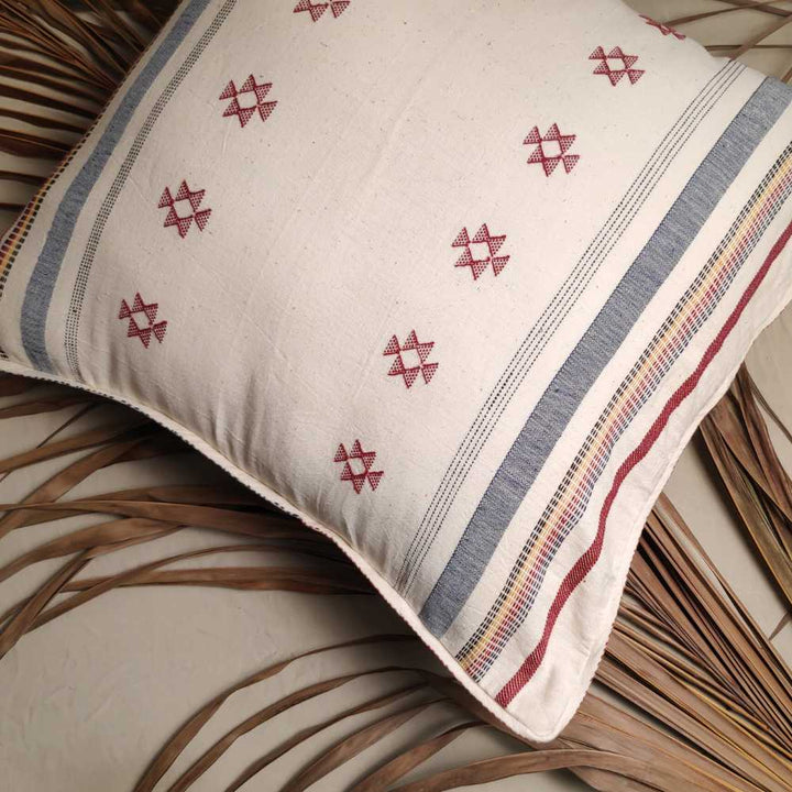 Organic Cotton Cushion Cover With Piping  | Hand-Woven | 22" x 22"