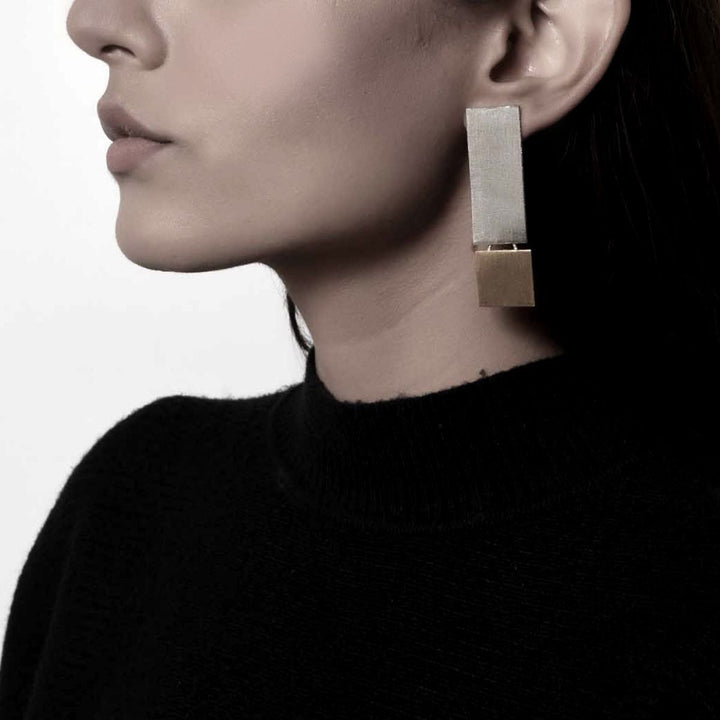 Women Earring | Dual Silver And Gold Finish Brass | Smart Design 