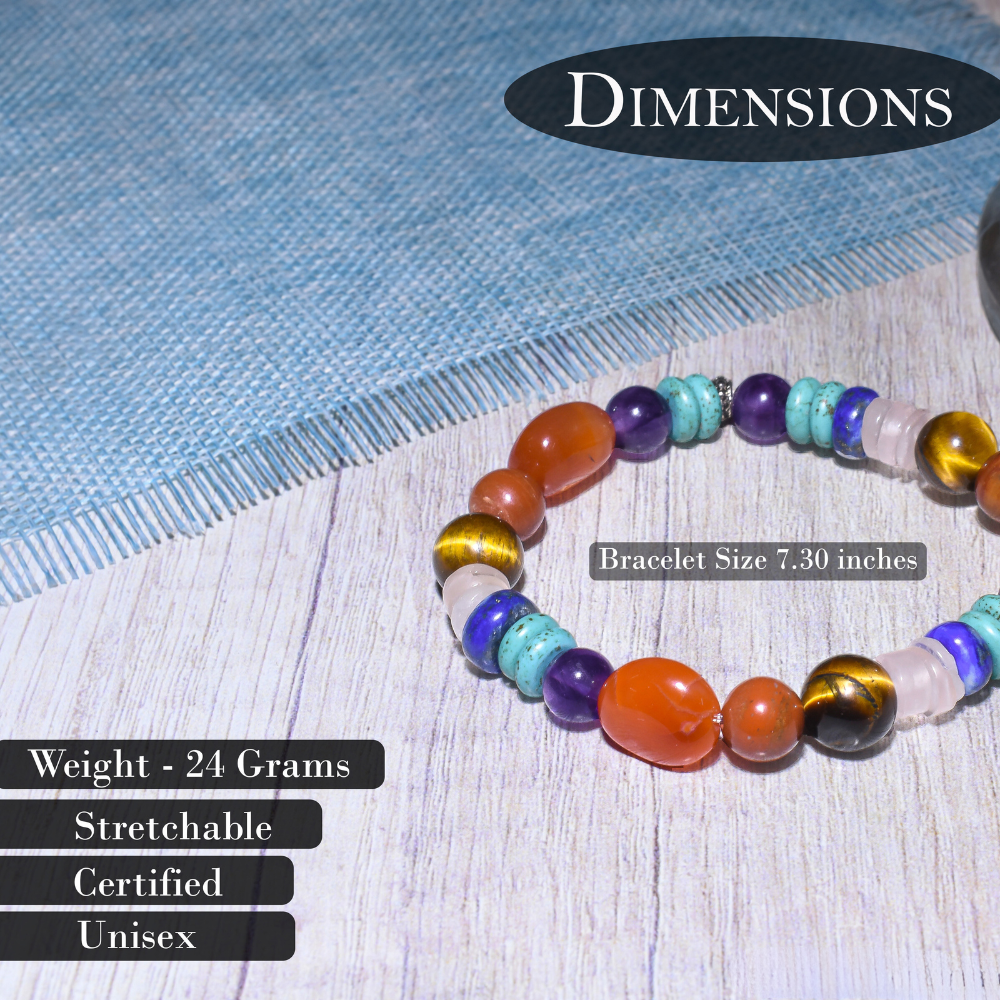 Multi-Coloured Bracelet | Certified Natural Stone Beads | Unisex | Wellness Jewelry