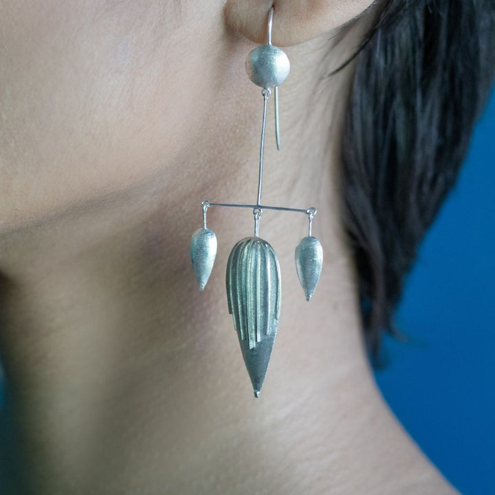 Pure Silver Petals Earring | Eclectic Style | Traditionally Contemporary | Subtly Modern Jewelry