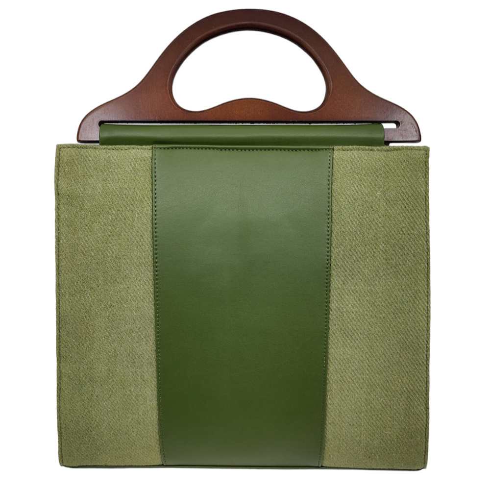 Green Cactus Leather Handheld Bag for Women | Hand-Crafted Elegance