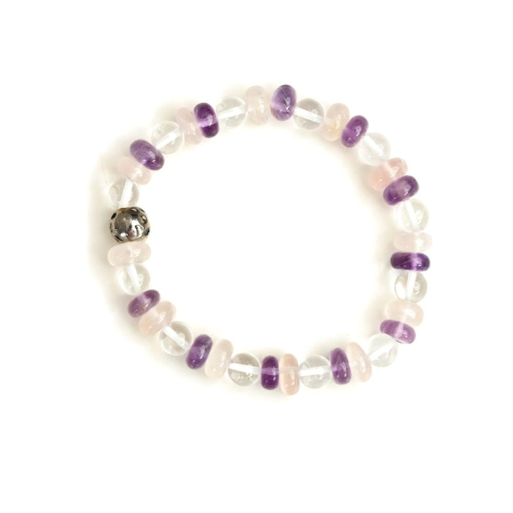 Wellness Bracelet | Semi Precious Stones | Certified Amethyst, Rose Quartz | Hand Made