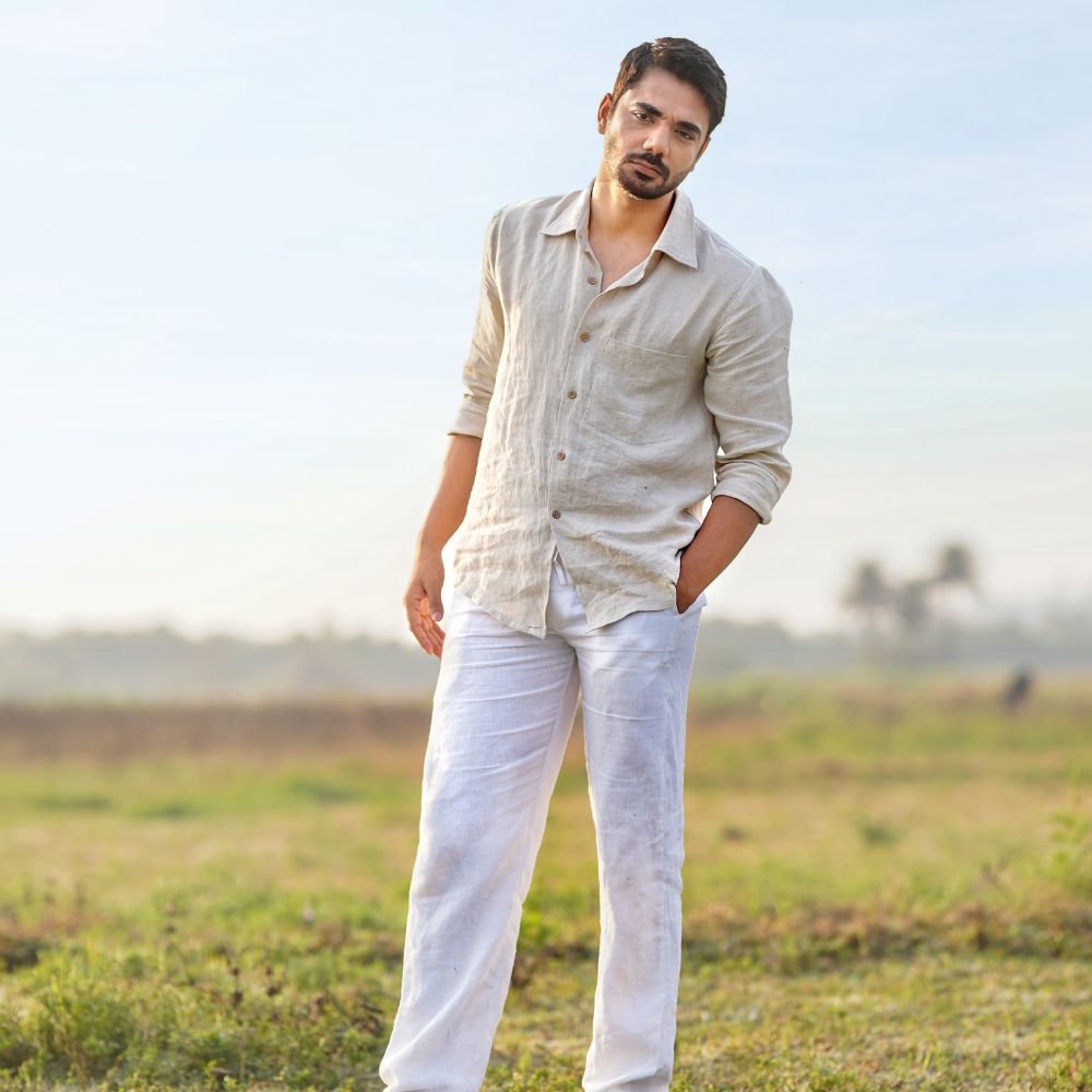 Full Sleeves Shirt In Neutral | European Linen | Eco-Friendly | Sustainable