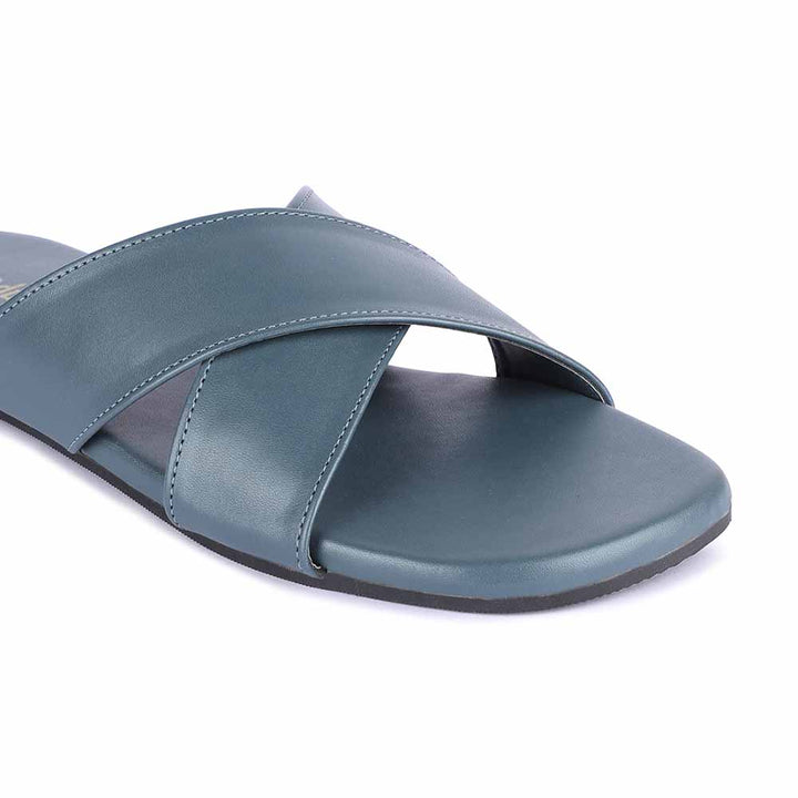 Steel Grey Crossover Flats | Walk with Ease and Comfort | Made of Vegan Leather