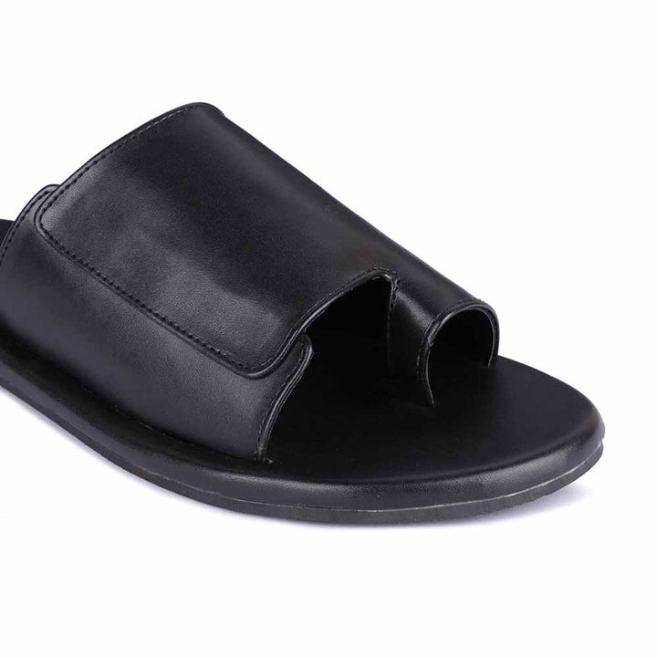 Comfy Black Eco-Friendly Men Flats | Cloak Vegan Leather Slides