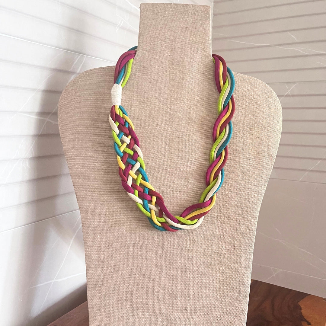 Multi Colour Necklace For Women | Intricate Style | Hand Crafted Fabric Jewelry