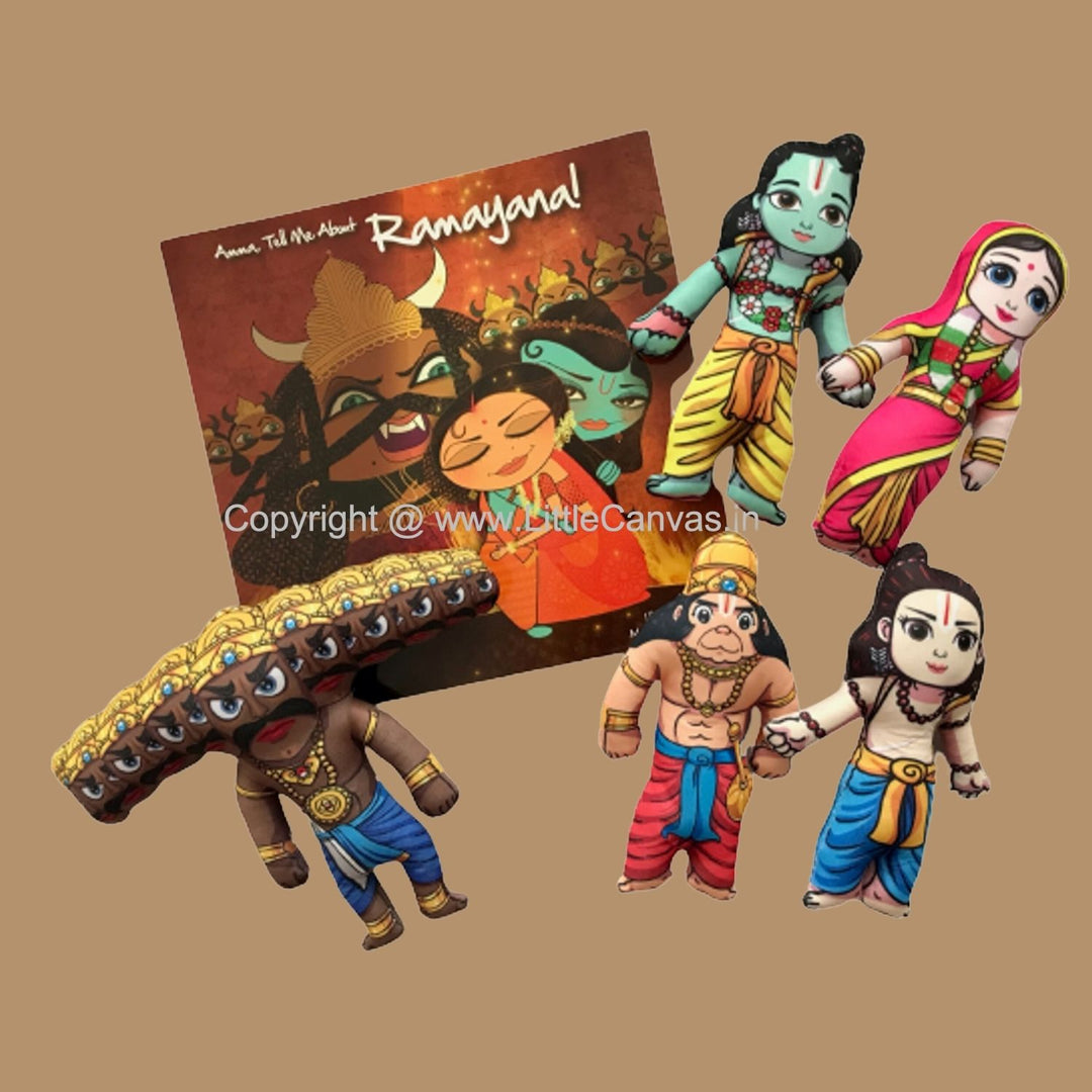 Ramayana Plush Dolls | Indian Mythological Toys | Handcrafted | Set Of 5