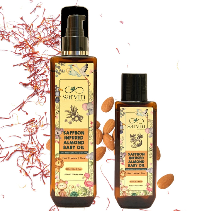 Saffron Infused Almond Baby Oil | Ayurvedic Inspired | Nourishing & Brightening 