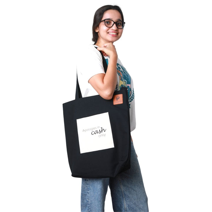 Hand-Crafted Cotton Tote Bag | Gadget Safe | Apologies In Cash Only