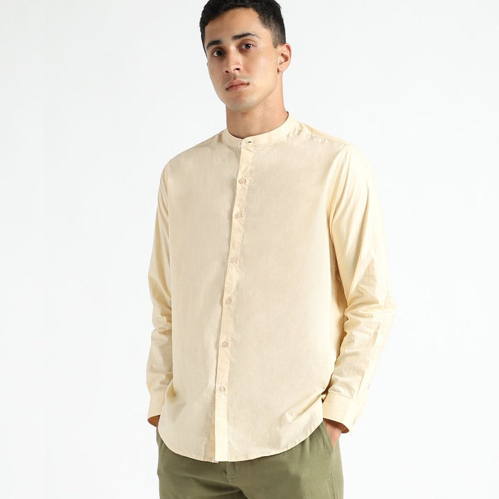 Naturally Dyed Mens Round Neck Shirt | Organic Cotton | Creamy Corn Yellow