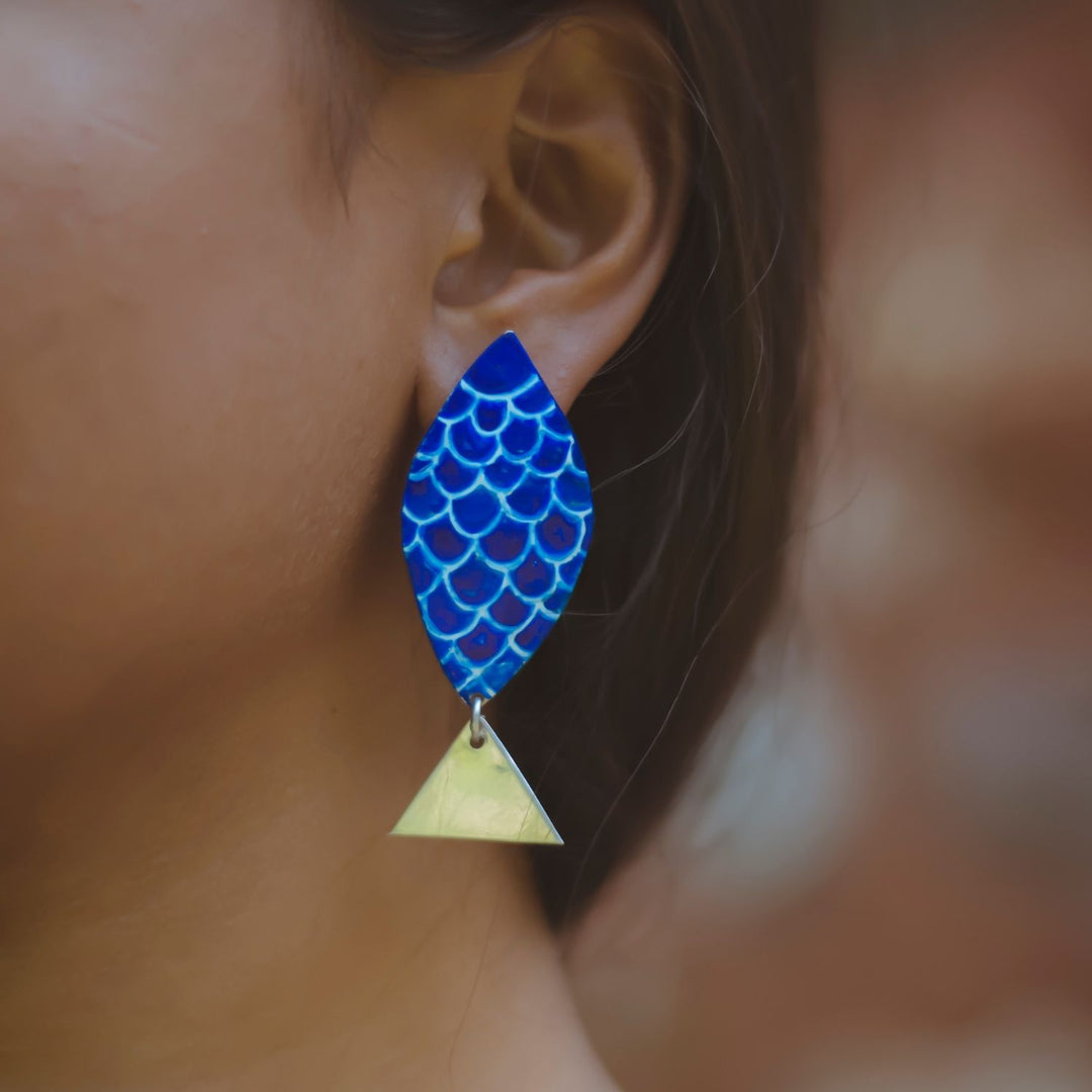 Matsya Earrings | Silver Jewellery | Hand Painted Earrings | Exquisite Design