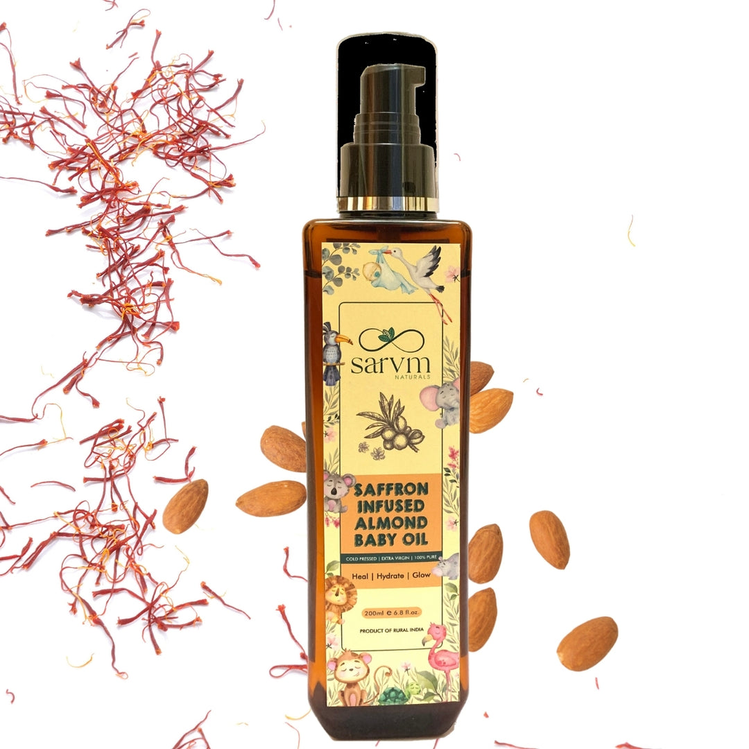 Saffron Infused Almond Baby Oil | Ayurvedic Inspired | Nourishing & Brightening 