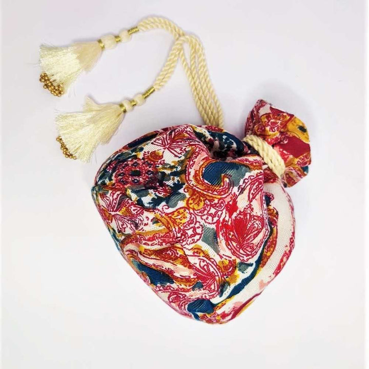 Multi-Colour Paisley Printed Potli Bag for Women | Hand-Crafted