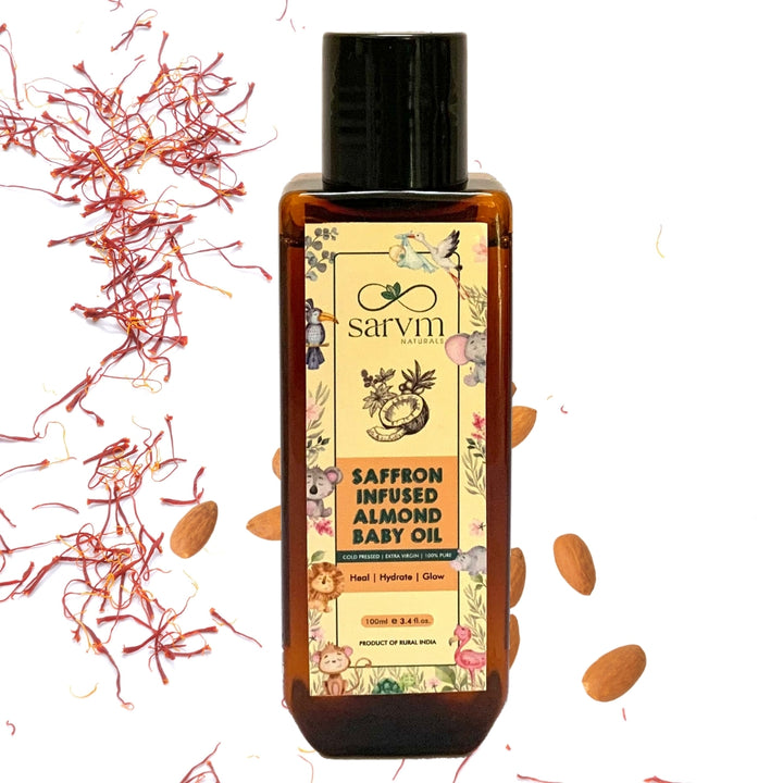 Saffron Infused Almond Baby Oil | Ayurvedic Inspired | Nourishing & Brightening 