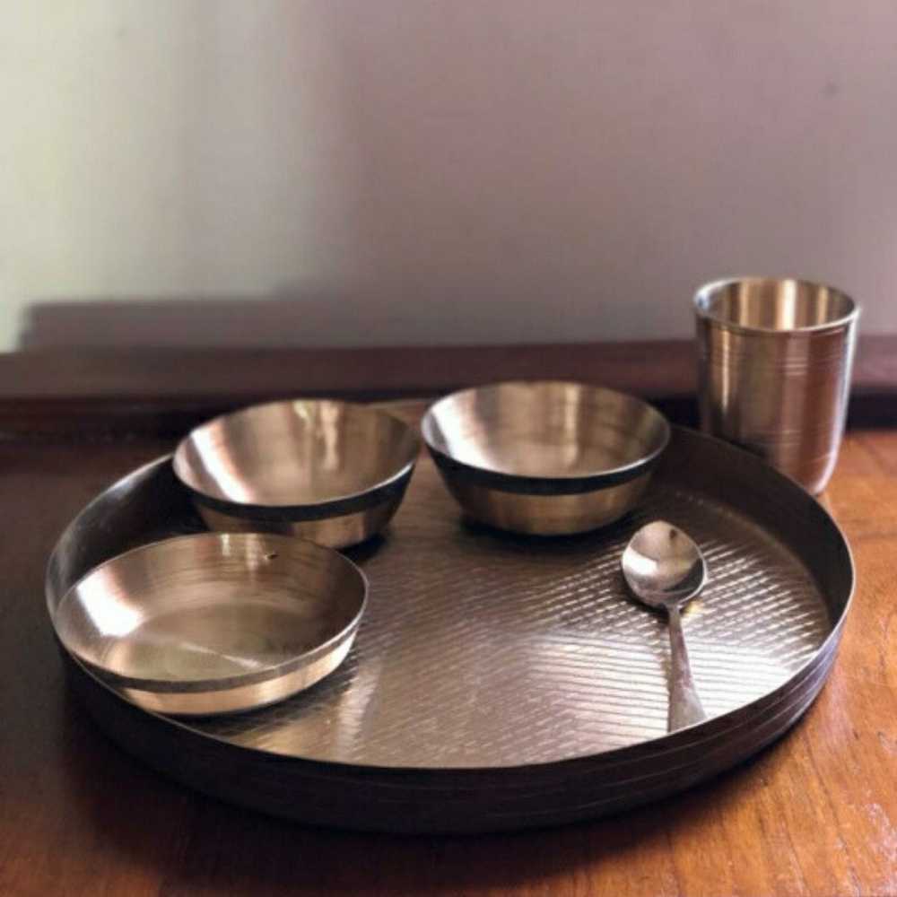 Sustainable & Hand-Crafted Kansa Dinner Set | 12" Thali In Set Of 6