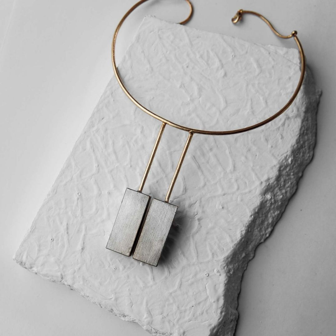 Twinning Tower | Dual Finish Brass Neckpiece | Sustainable | Versatile