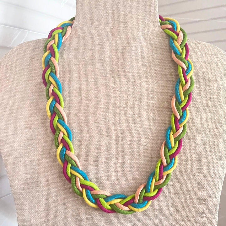 Fabric Necklace For Women | Hand Braided | Statement Jewelry | Multi Colour