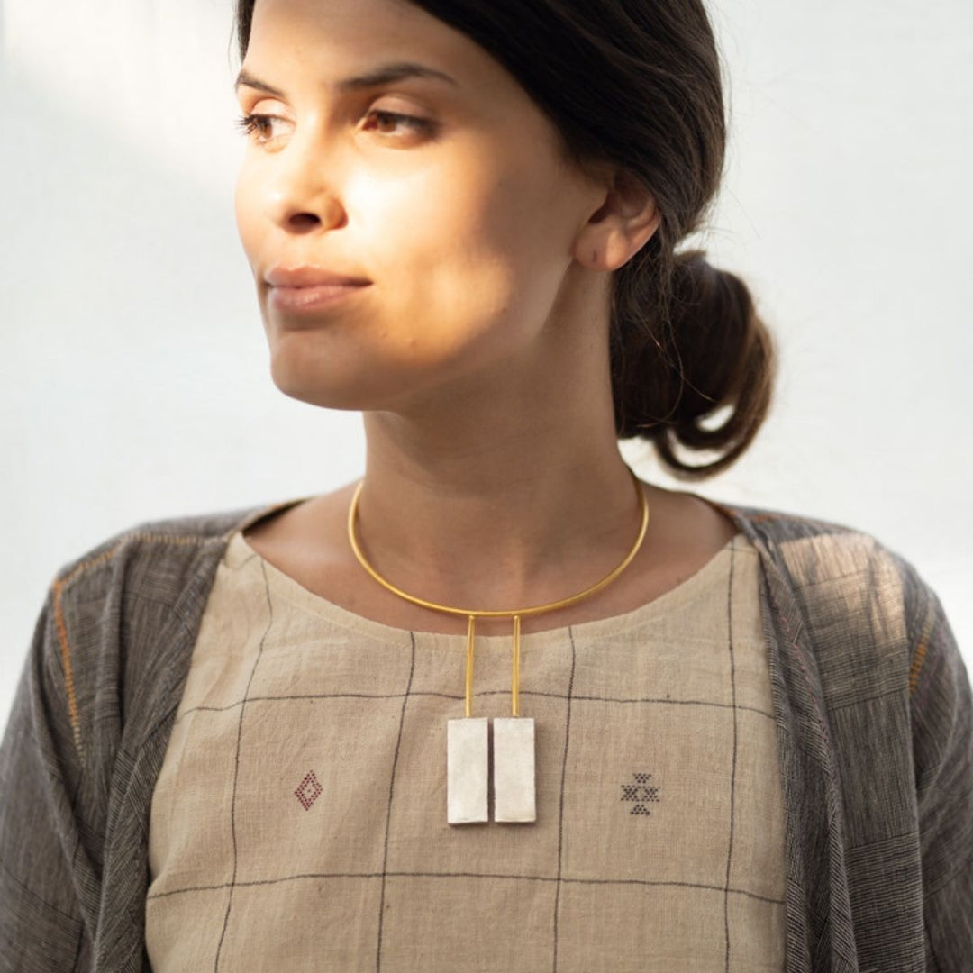 Twinning Tower | Dual Finish Brass Neckpiece | Sustainable | Versatile