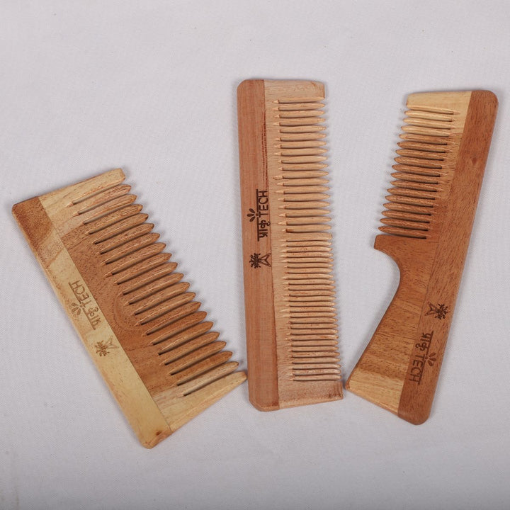 Neem Wood Comb Combo | Hand-Crafted | Eco-Friendly | Sustainable | Set Of 3