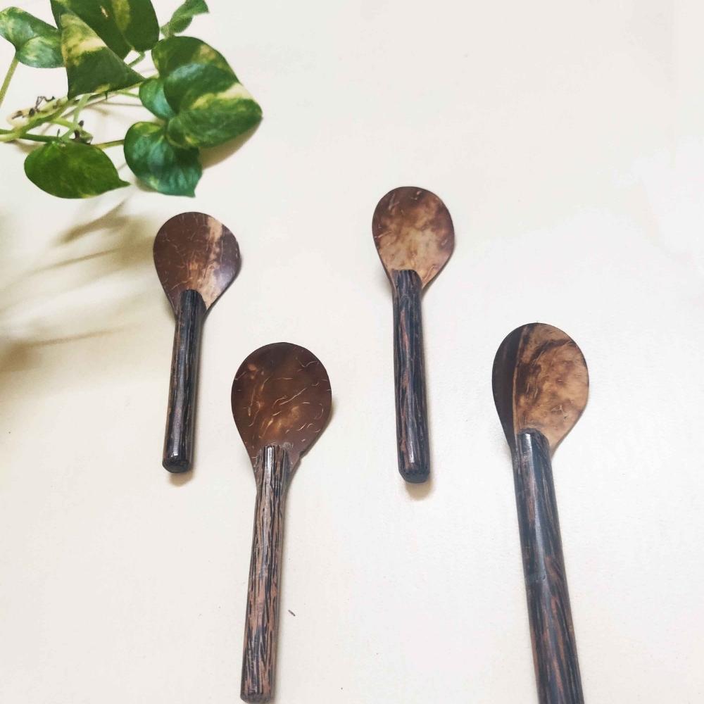 Coconut Shell Spoons | Natural | Handcrafted | Sustainable | Set Of 4