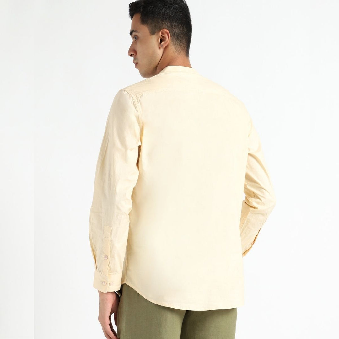 Naturally Dyed Mens Round Neck Shirt | Organic Cotton | Creamy Corn Yellow