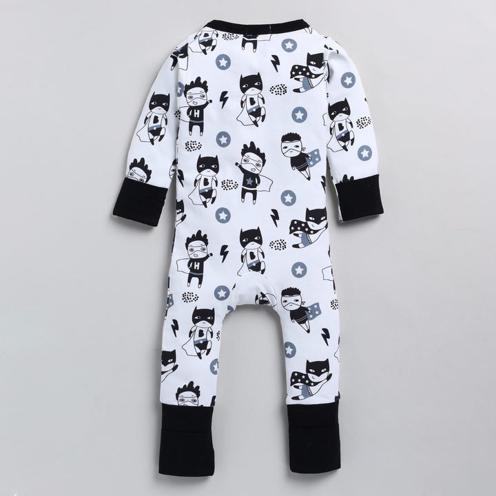 Superhero Print Full Body Baby Zipsuit | Organic Cotton | Eco-Friendly