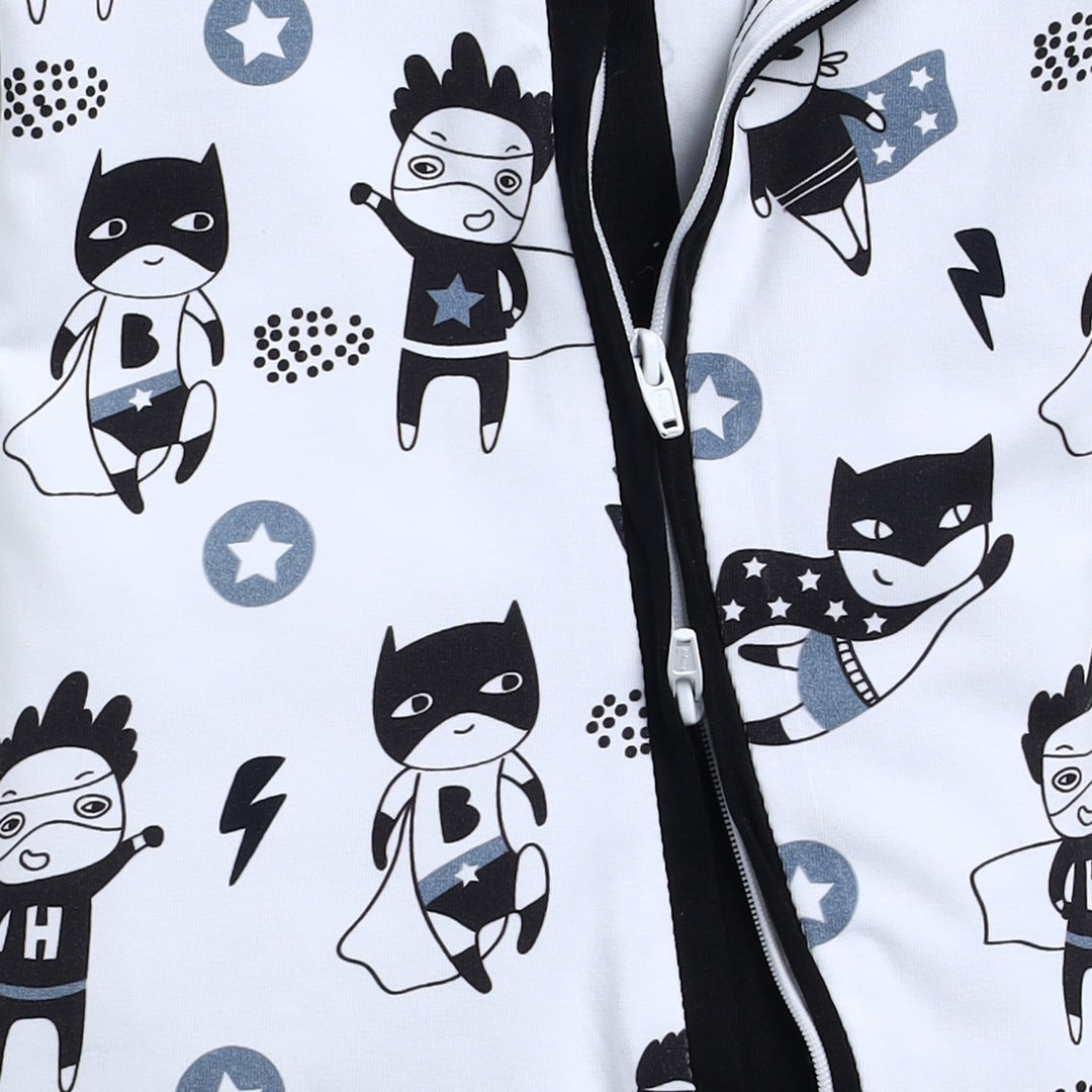 Superhero Print Full Body Baby Zipsuit | Organic Cotton | Eco-Friendly