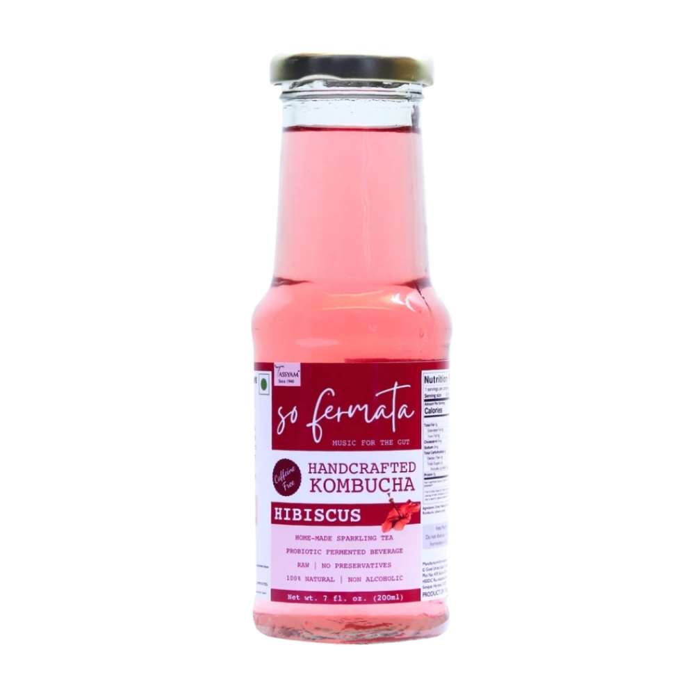 Handcrafted Hibiscus Kombucha | Organic | Probiotic | Gut Health | 200 ML