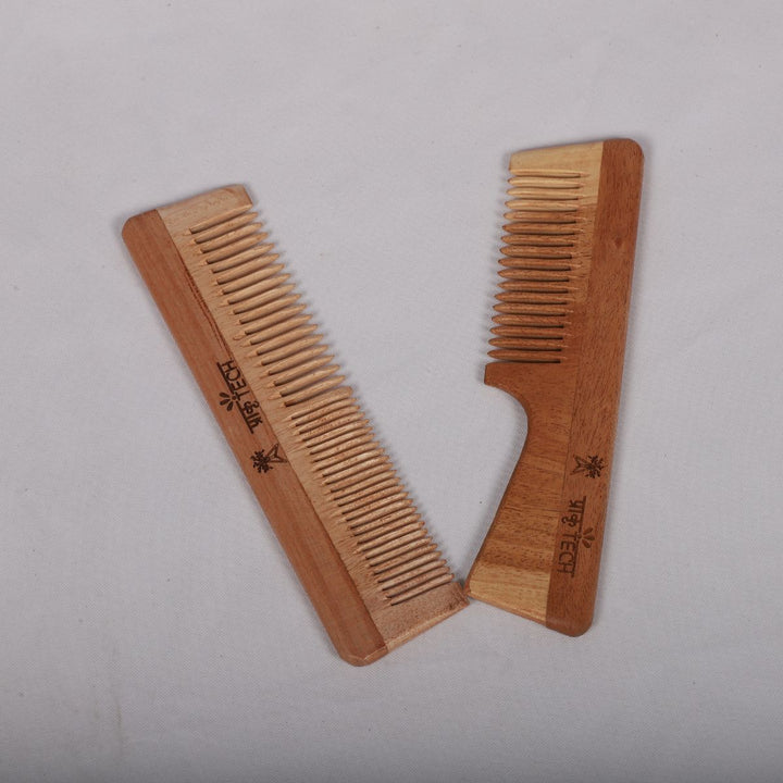 Neem Wood Comb Combo | Hand-Crafted | Eco-Friendly | Sustainable | Set Of 2