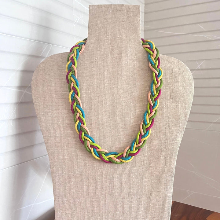 Fabric Necklace For Women | Hand Braided | Statement Jewelry | Multi Colour