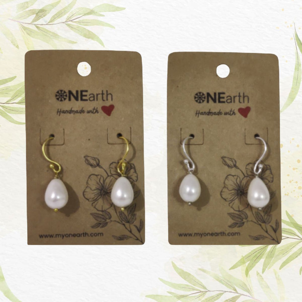 Drop Baroque Shell Pearl Earrings With Silver Hook | 100% Authentic | Artisanal