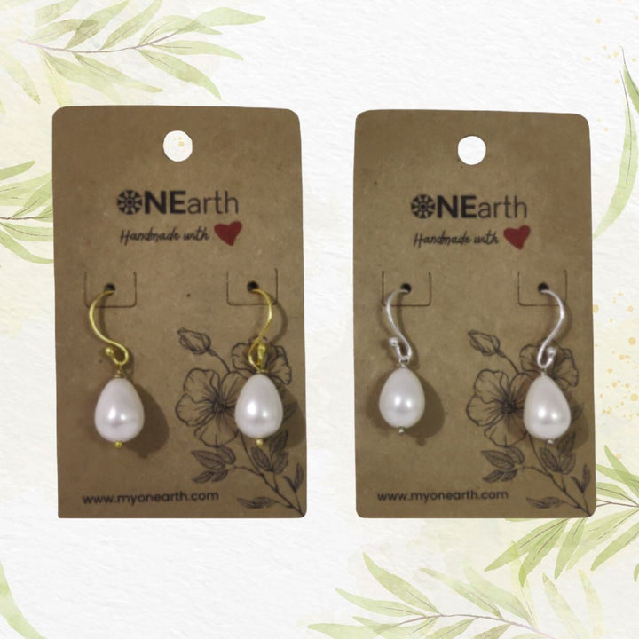 Drop Baroque Shell Pearl Earrings With Silver Hook 