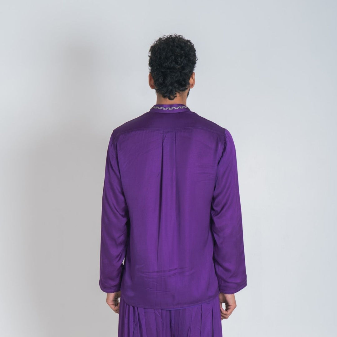 Solid Purple Braid Men's Kurta | Contemporary Occasion Wear | Sustainable