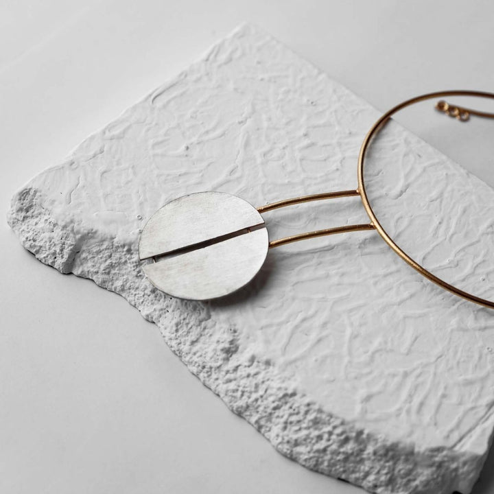 Twinning Moon | Dual Finish Brass Neckpiece | Sustainable | Versatile