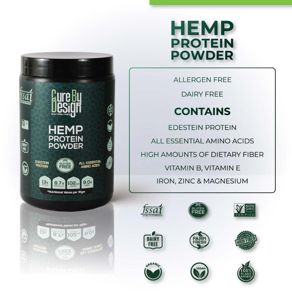 Hemp Protein Powder | Edestin Protein | Natural | Vegan | Gluten Free | 450 GM