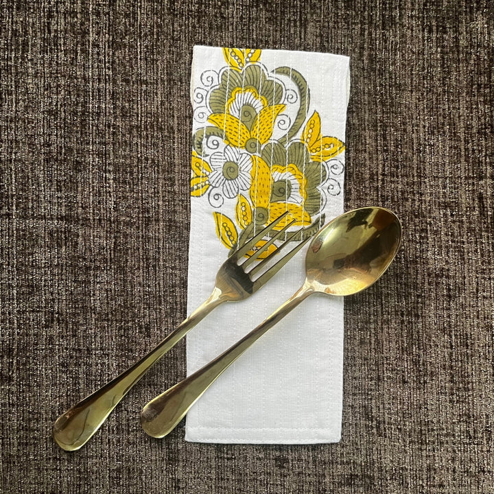 Off-White Floral Print Cutlery Cover | Kitchen Organiser