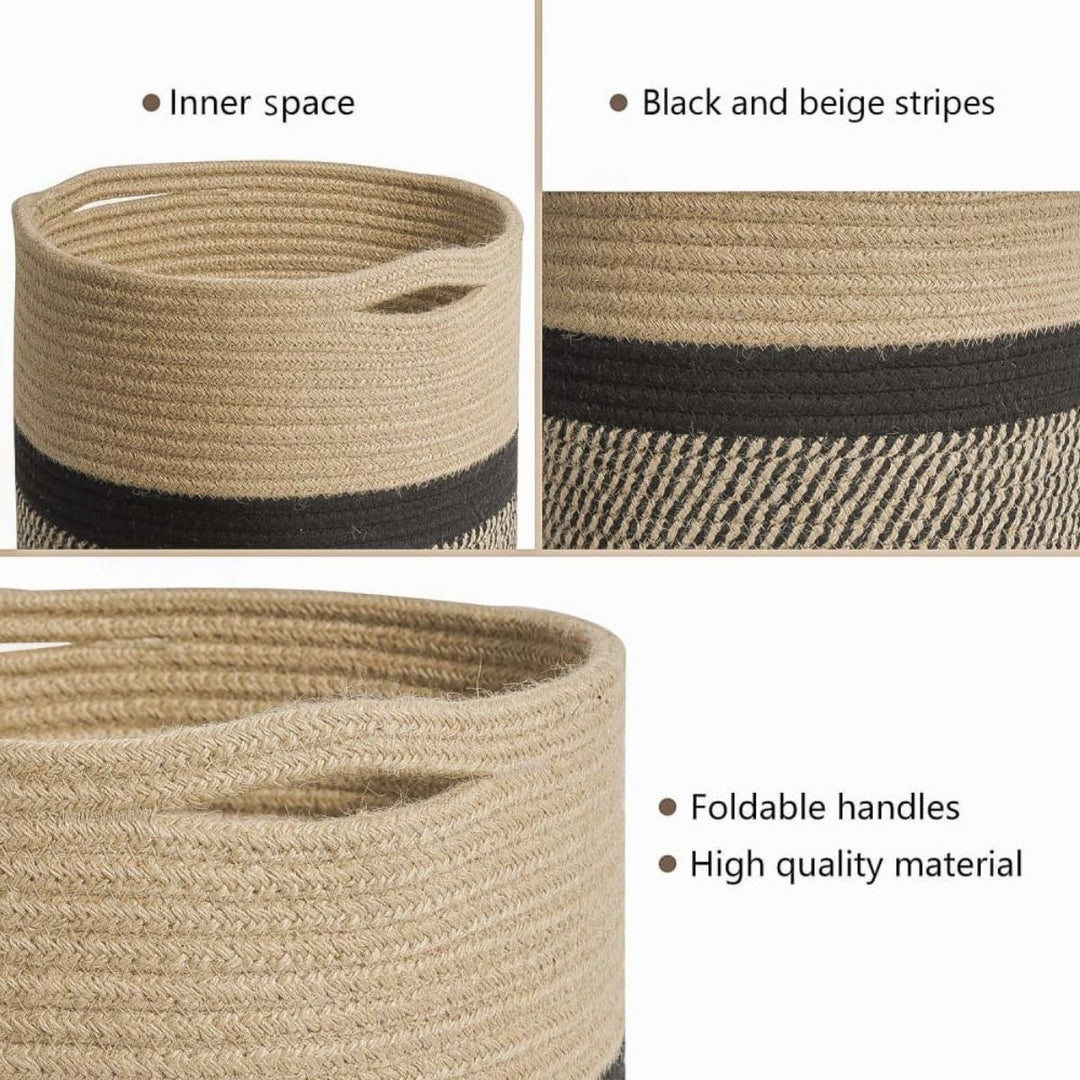 Black Jute Rope Baskets / Planters | Handcrafted | 100% Natural | 28 CM