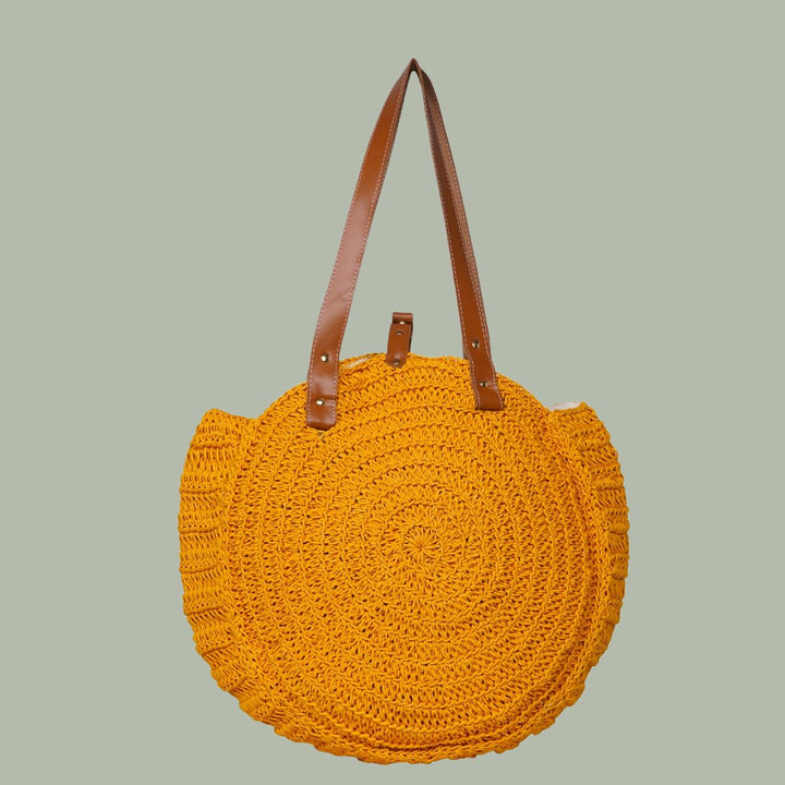 United Urbane Round Hand Bag | Hand-Crochet | Cotton Yarn | Mustard Yellow