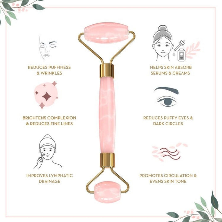 Rose Quartz Facial Roller | Anti Ageing and Skin Firming Tool | Rejuvenate Skin