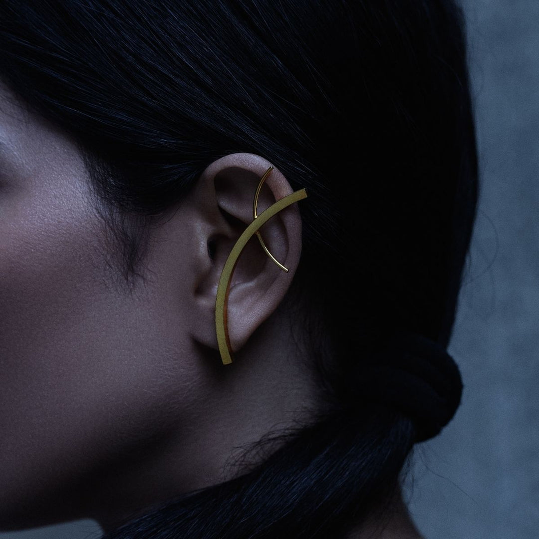 Isa Ear-Cuff | Gold Finish Brass Jewellery | Sustainably Crafted | Unconventional